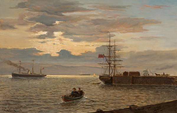 Painting by Martin Aagaard - Tyskebryggen in Bergen